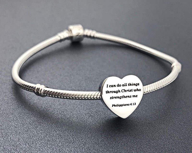 MUERDOU Heart Charm Fit Charms Bracelet Christian Bible Verse Charm Prayer Faith Religious Jewelry Gifts for Women - Image 5
